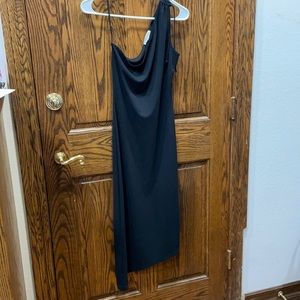 One Shoulder Black Long Dress